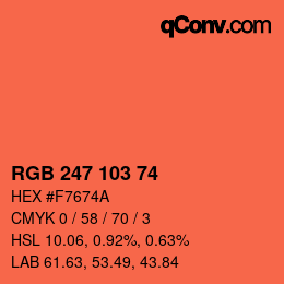 颜色代码: RGB 247 103 74 | qconv.com