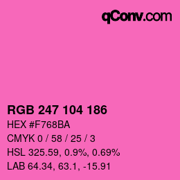 カラーコード: RGB 247 104 186 | qconv.com