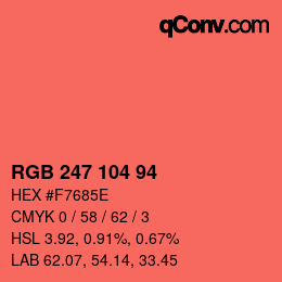 Color code: RGB 247 104 94 | qconv.com