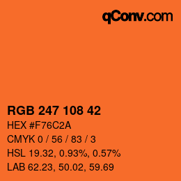 Color code: RGB 247 108 42 | qconv.com