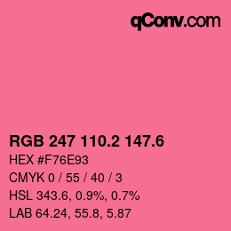 カラーコード: RGB 247 110.2 147.6 | qconv.com