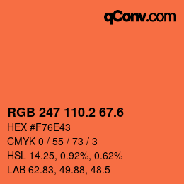 カラーコード: RGB 247 110.2 67.6 | qconv.com