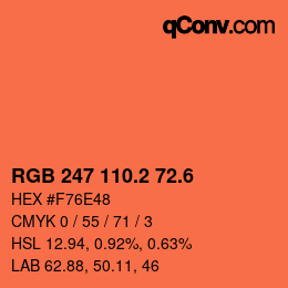 カラーコード: RGB 247 110.2 72.6 | qconv.com
