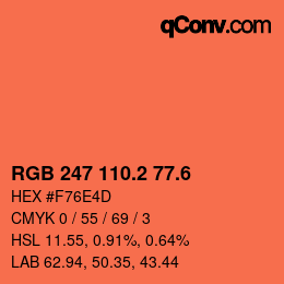 カラーコード: RGB 247 110.2 77.6 | qconv.com