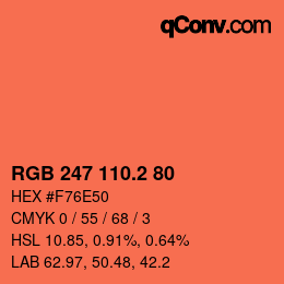 カラーコード: RGB 247 110.2 80 | qconv.com