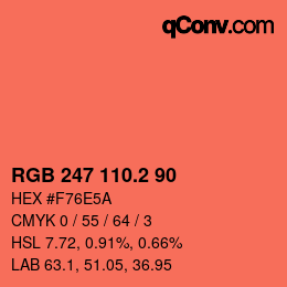 カラーコード: RGB 247 110.2 90 | qconv.com