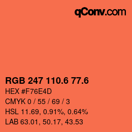 カラーコード: RGB 247 110.6 77.6 | qconv.com