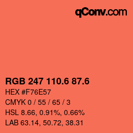カラーコード: RGB 247 110.6 87.6 | qconv.com