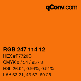 Color code: RGB 247 114 12 | qconv.com