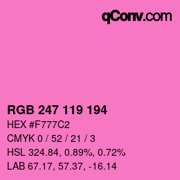 颜色代码: RGB 247 119 194 | qconv.com