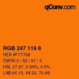 颜色代码: RGB 247 119 8 | qconv.com