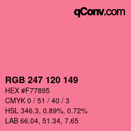 Color code: RGB 247 120 149 | qconv.com