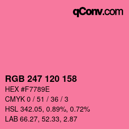颜色代码: RGB 247 120 158 | qconv.com