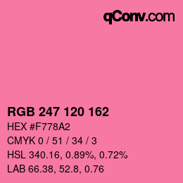 颜色代码: RGB 247 120 162 | qconv.com