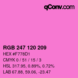 カラーコード: RGB 247 120 209 | qconv.com