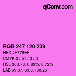 カラーコード: RGB 247 120 239 | qconv.com