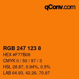 カラーコード: RGB 247 123 8 | qconv.com