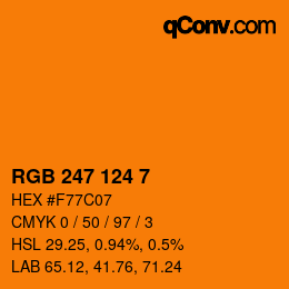 Color code: RGB 247 124 7 | qconv.com