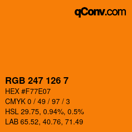 Color code: RGB 247 126 7 | qconv.com