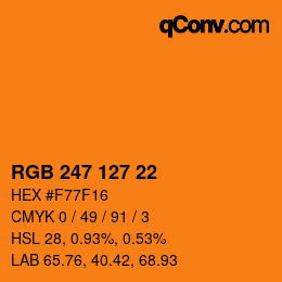 Color code: RGB 247 127 22 | qconv.com