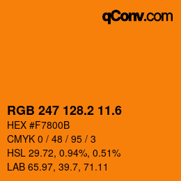 カラーコード: RGB 247 128.2 11.6 | qconv.com