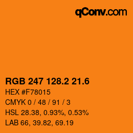 カラーコード: RGB 247 128.2 21.6 | qconv.com