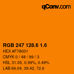 カラーコード: RGB 247 128.6 1.6 | qconv.com