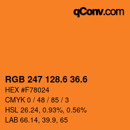 カラーコード: RGB 247 128.6 36.6 | qconv.com