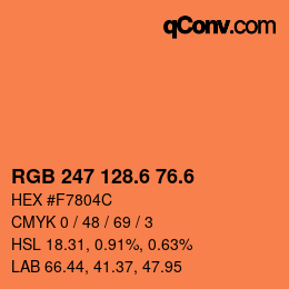 カラーコード: RGB 247 128.6 76.6 | qconv.com