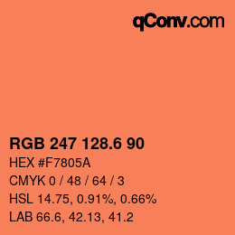 カラーコード: RGB 247 128.6 90 | qconv.com