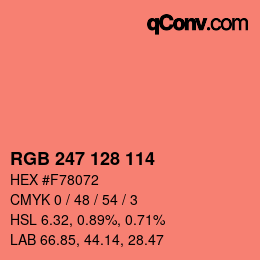 カラーコード: RGB 247 128 114 | qconv.com