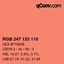 Color code: RGB 247 133 110 | qconv.com