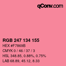 Color code: RGB 247 134 155 | qconv.com