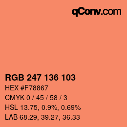 Color code: RGB 247 136 103 | qconv.com