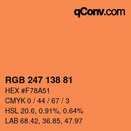 Color code: RGB 247 138 81 | qconv.com