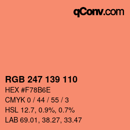 Color code: RGB 247 139 110 | qconv.com
