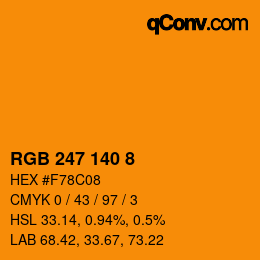 颜色代码: RGB 247 140 8 | qconv.com
