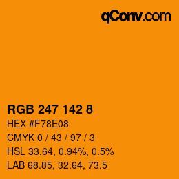 颜色代码: RGB 247 142 8 | qconv.com