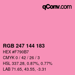 Color code: RGB 247 144 183 | qconv.com