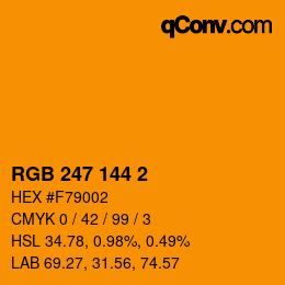 カラーコード: RGB 247 144 2 | qconv.com