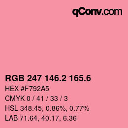 カラーコード: RGB 247 146.2 165.6 | qconv.com
