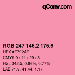 カラーコード: RGB 247 146.2 175.6 | qconv.com