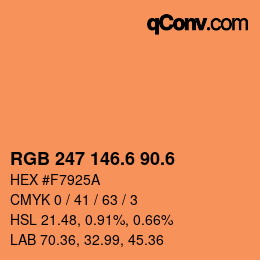 カラーコード: RGB 247 146.6 90.6 | qconv.com