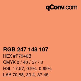 Color code: RGB 247 148 107 | qconv.com