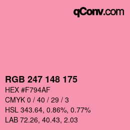 カラーコード: RGB 247 148 175 | qconv.com