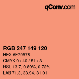 颜色代码: RGB 247 149 120 | qconv.com