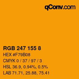颜色代码: RGB 247 155 8 | qconv.com