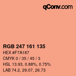 Color code: RGB 247 161 135 | qconv.com