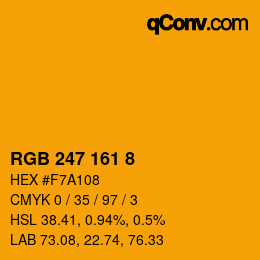 颜色代码: RGB 247 161 8 | qconv.com