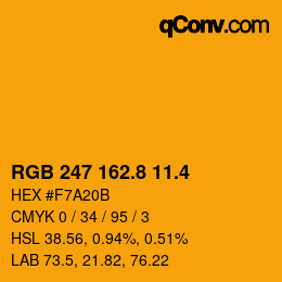 カラーコード: RGB 247 162.8 11.4 | qconv.com